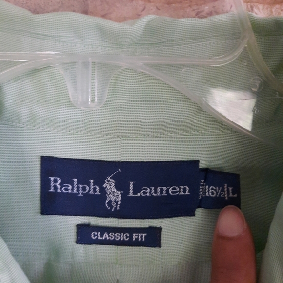 Ralph Lauren Blue Label Green Long Sleeve Button Down Shirt Sz 16.5/ L - Picture 2 of 11